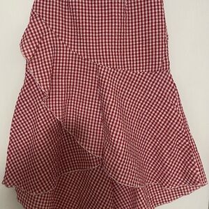 Favlux red and white plaid flare skirt.
